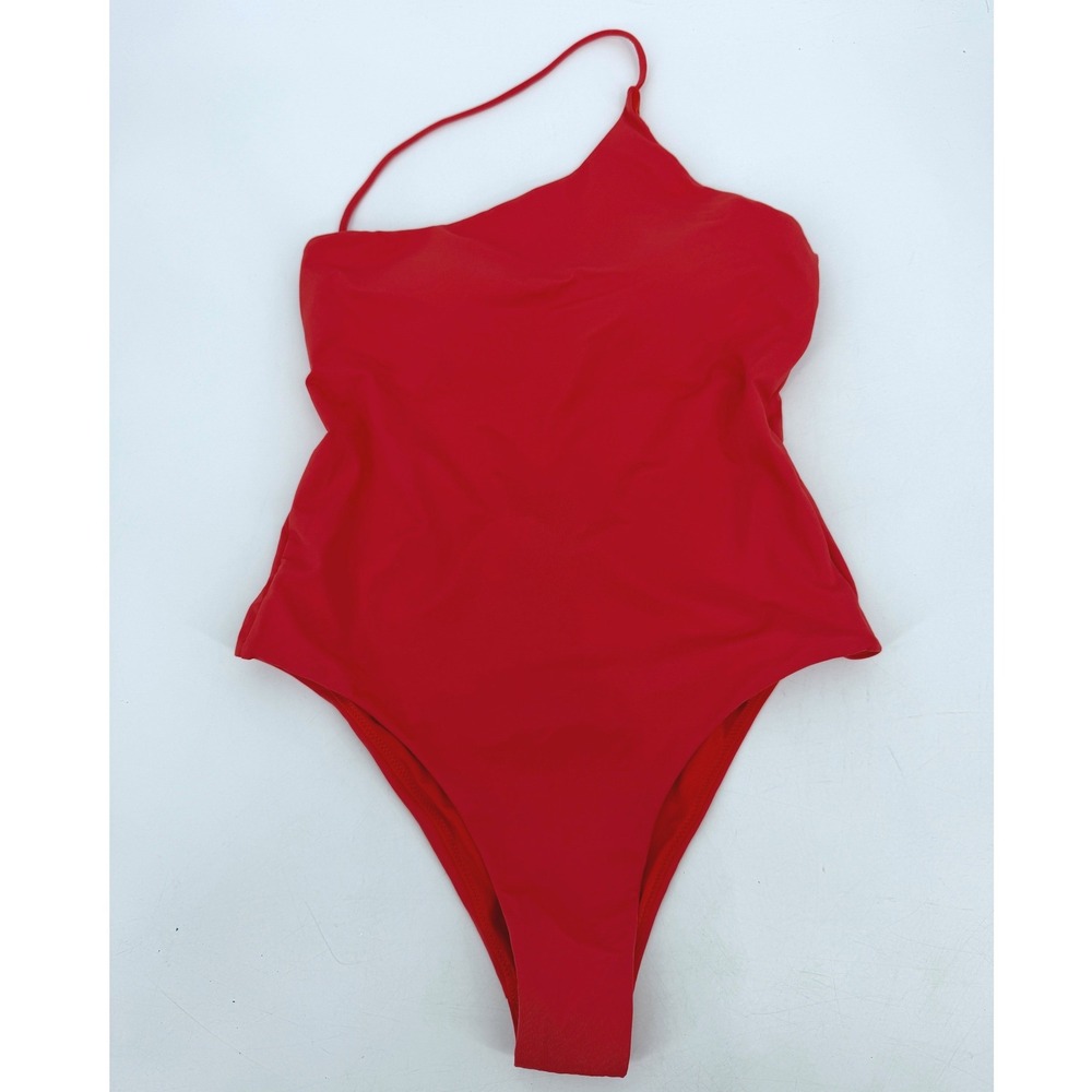 NWT ZARA Red Asymmetric One Piece Swimsuit Size M